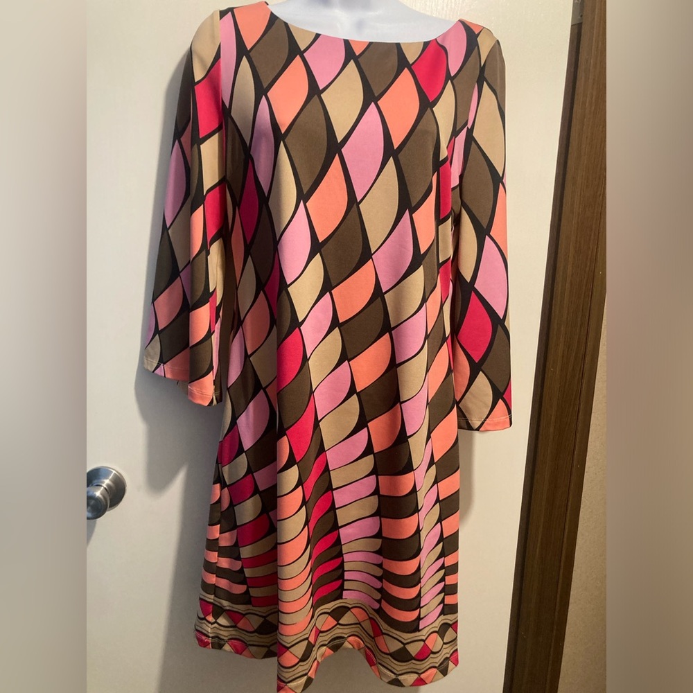 JB by Julie Brown Vibrant Geometric Long Sleeve Dress
